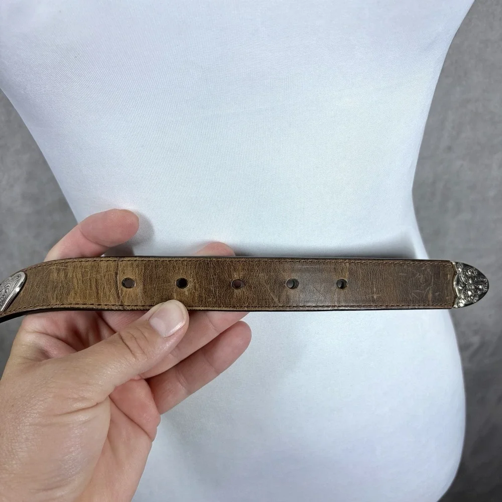 Ariat Western Heart Brown Leather & Metal Belt Women's 32/80 Cowgirl Festival